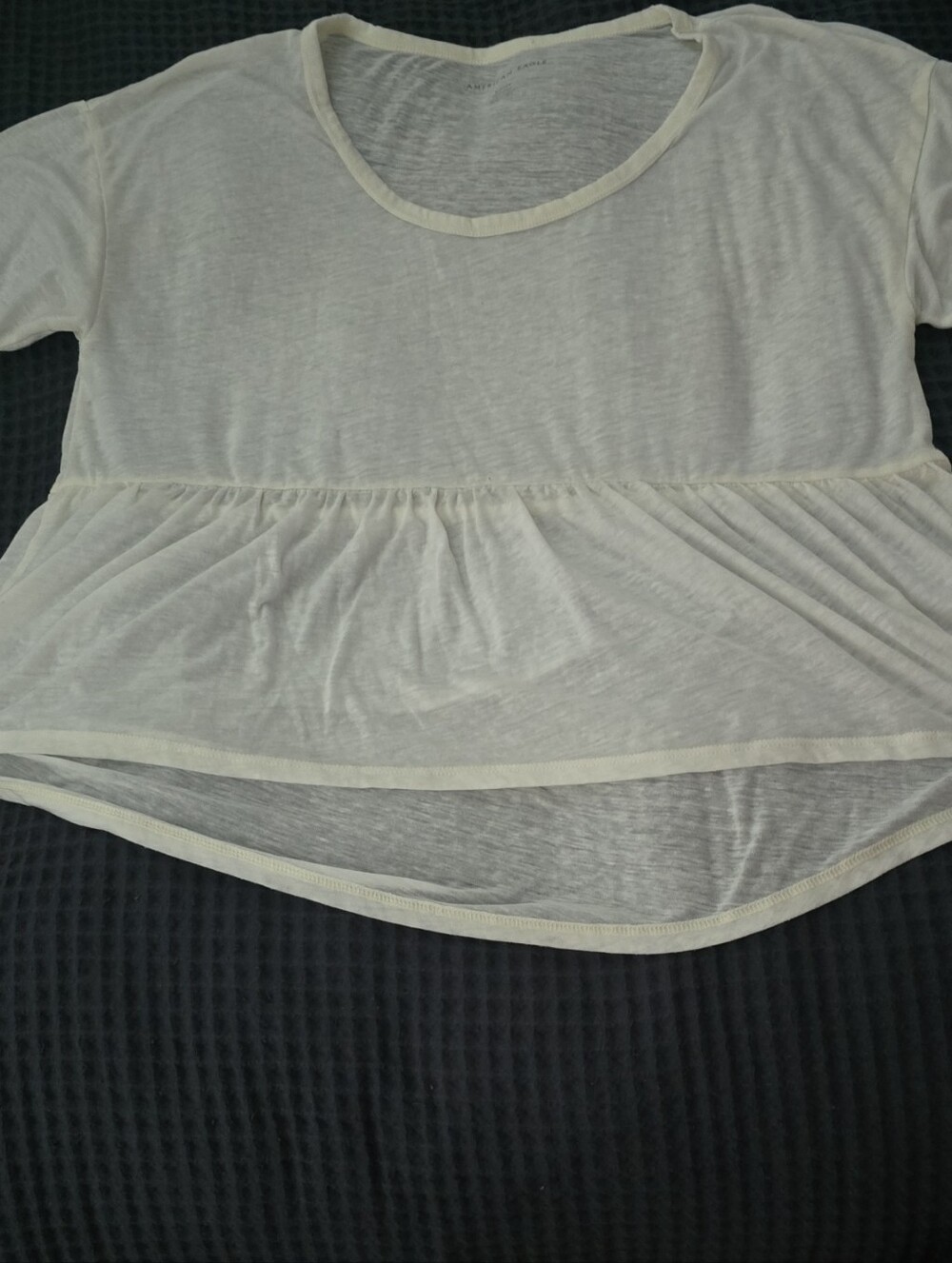 American Eagle Outfitters Cream Peplum Crop Top